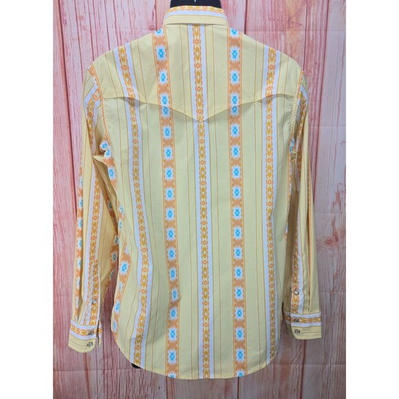 Schaefer Outfitter Western Shirt Small Mens Yellow Aztec Print - Picture 2 of 8
